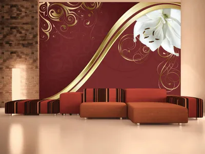 Produktbild von Vlies Fototapete 350x256 cm Tapeten Wandtapete XXL Blumen Lilien Ornament gold b-A-0047-a-d