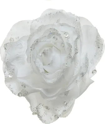 Produktbild von Kunstblumen Rose auf Clip 14cm winterweiß