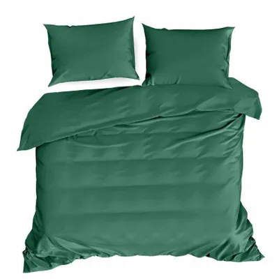 Zdjęcie produktu dla Zestaw pościeli Eurofirany Pościel NOVA3 ciemnozielona 180x200 cm 3 TLG SET: z 2 poszewkami na poduszki 70x80 cm