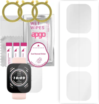 Produktbild von apgo 3 Stück Schutzfolie, klar, kompatibel mit Amazfit BIP 5 Smartwatch, Hydrogel Displayschutzfolie mit Positionierhilfe, Displayfolie, robust und kratzfest