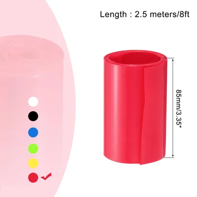 Produktbild von 2,5m L?nge PVC Schrumpfschlauch 54mm ID, 85mm Flachbreite Isolierschlauch Wasserdicht Schutzschlauch, Verh?ltnis 2:1 Schrumpfschl?uche fš¹r 18650 21700 AA AAA Batterien, Rot
