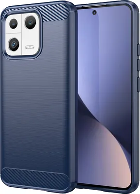 Produktbild von Xiaomi 13 Hülle, Carbon-Faser TPU Silikon Stoßfest Schutzhülle für Xiaomi 13 Blau