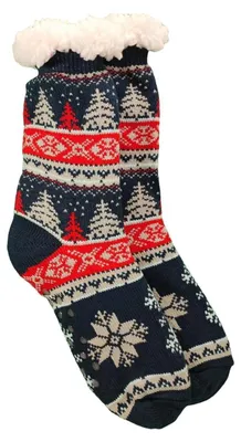 Produktbild von Hüttensocken Kuschelsocken Anti Rutsch Socke, Winter Hausschuhe Socken, Strick Fleece Gefütterte Warme M1-Dunkelblau/36-38