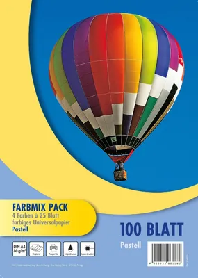 Produktbild von 100 Blatt farbiges Druckerpapier / buntes Kopierpapier / 4 verschiedene Farben