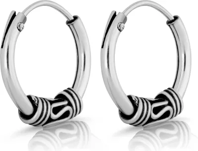 Produktbild von Paar Ø 10mm Schlangen Bali Creolen Keltisch 1,3mm 925 Sterling Silber Goth 4401
