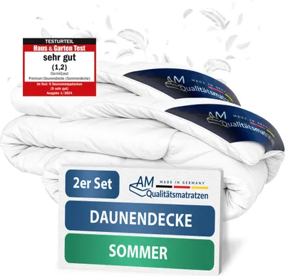 Produktbild von DormiGood | Premium Daunendecke | 2er Set 155x220 cm | Sommerdecke | 100% Daunen (250g) | Bettdecke | 155x220 | Sommerbett | Sommer | Leicht | Dünn | Nomite | Downpass
