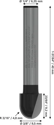 Produktbild von PRO Hohlkehlfräser, R 3/16", S 1/4"