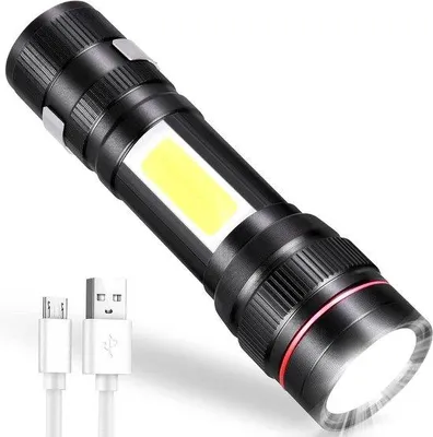 Productafbeelding van Verstelbare LED-zaklamp, 800 lumen, waterdicht, met COB-verlichting, 3 modi, geschikt voor kamperen, wandelen, noodsituaties, en als cadeau.