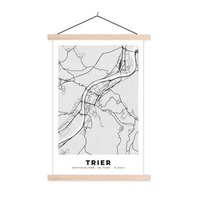 Produktbild von MuchoWow® Textilposter Stadtplan - Deutschland - Karte - Trier 40x60 cm mit holzfarbenen Rahmen - Poster