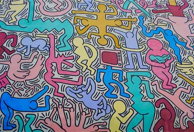 Produktbild von Kunstdruck auf Leinwand - In der Welt von Keith Haring - Wanddeko, Canvas cm. 50x70