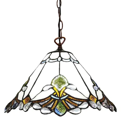Immagine prodotto di Clayre & Eef lampada a sospensione Tiffany Ø 31x107 cm vetro bianco marrone