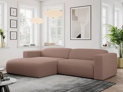 Produktbild von MKS MEBLE Ecksofa, Sofa L-Form, Wohnlandschaft L-Form, Modern Design Couch, Sofagarnitur, Couchgarnitur, Polsterecke - PASADENA -Rosa Boucle - links seite