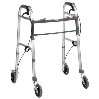Immagine prodotto di AIORBER Rollator regolabile in altezza con freno, telaio in alluminio con ruote universali in gomma, fino a 136 kg, pieghevole, argento