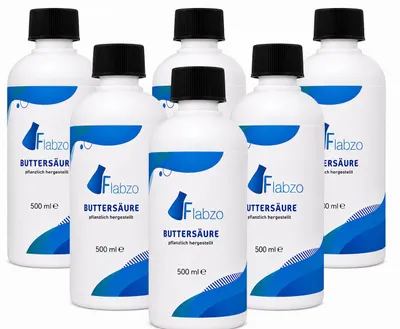 Produktbild von Buttersäure hochrein – 6 × 500 ml (3,0 Liter) – Laborqualität – Butyric Acid