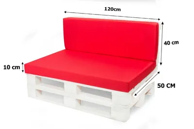 Obrázok produktu pre Paletová súprava vankúšov | Sedák 120x50 + opierka 120x40cm Èervená | Paletový vankúš vonkajší | Podsedák palety | paletové nábytkové vankúše | Setgarden