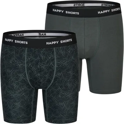 Produktbild von Happy Shorts Herren Langer Boxer 2-Pack Jersey Boxer Briefs - palm leaves 2 - Größe L