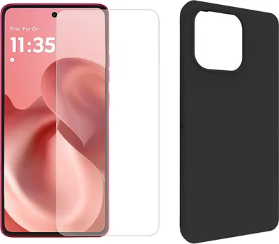 Obrázek produktu pro Pro Motorola Moto G86 5G Silikonové TPU ochranné pouzdro na mobilní telefon Black + 9H tvrzené sklo