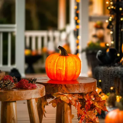 Produktbild von esotec Solarleuchte Dekoleuchte Kürbis Gartenfigur Halloween ⌀16cm IP44 102682