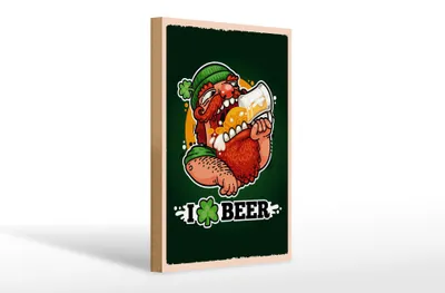 Produktbild von Holzschild  I Love Beer Bier, 30x20 cm, Holzschilder Spruch Getränke Alkohol Bier