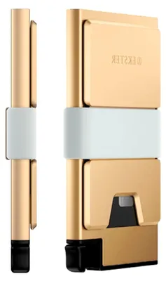 Produktbild von Aluminum Cardholder Wallet for Men | Metal Wallets with RFID Blocking Layer | Slim & Minimalist Aluminum Wallet with Push Button for Quick Card Access (Gold)