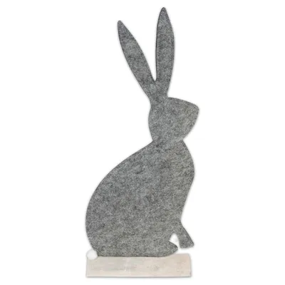 Produktbild von Hase aus Filz stehend auf Holzfuß Dekoartikel Osterdeko 14x4x41cm