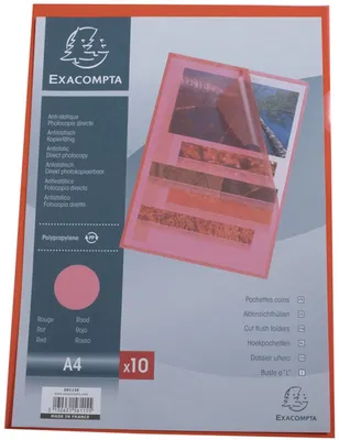 Produktbild von Exacompta 56115E Aktensichthüllen PP 120µ DIN A4 Rot Packung mit 10 Stück