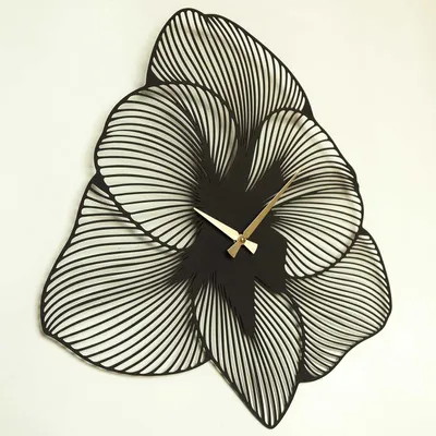 Image de Opviq, Azalea Metal Wall Clock - APS039 49 - Black, Horloge murale, noir, acier, 49 x 49 cm