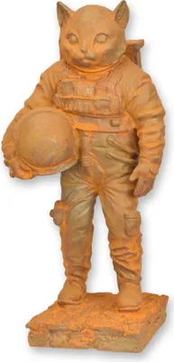 Produktbild von Rostige Gusseisenfigur Katze Astronaut Replikat Retro Design Dekoration