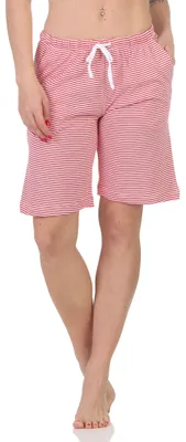 Produktbild von Damen Shorty Schlafanzug Pyjama Hose kurz - Mix & Match - perfekt zu kombinieren ; streifen_pink , 40