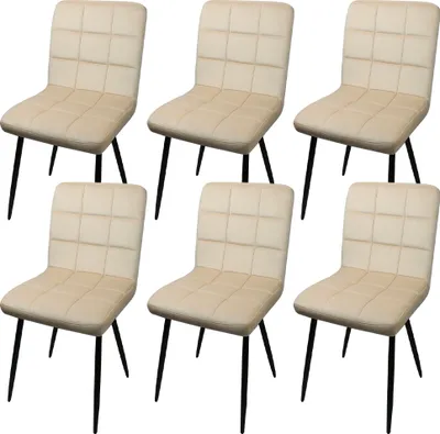 Produktbild von 6er Set Esszimmerstühle Polsterstuhl aus Samt mit Rückenlehne bis 120 kg belastbar,Metallbeine, Beige