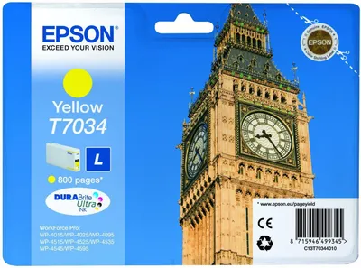 Produktbild von Epson Big Ben Tintenpatrone L Yellow 0.8k, Standardertrag, Gelb, Tinte auf Pigmentbasis, 9,6 ml, 1 Stück(e), Einzelpackung