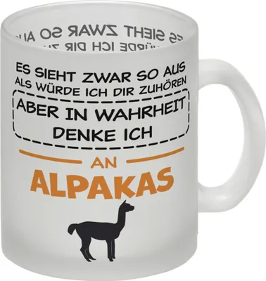 Produktbild von In Wahrheit denke ich an Alpakas Glas Tasse