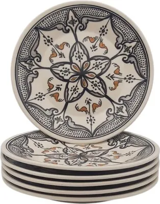 Obrázok produktu pre Súprava 6 čiernych marockých tanierov - D 24 cm