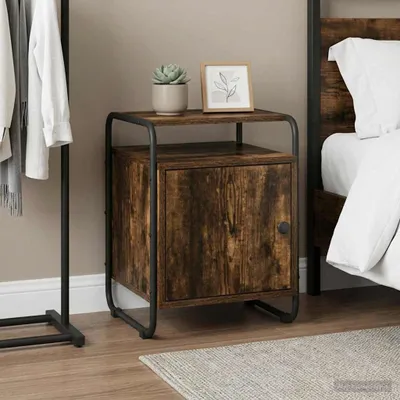 Immagine prodotto di vidaXL Comodino in legno impiallacciato con finitura in legno affumicato