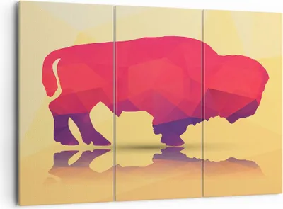 Produktbild von Bild auf Leinwand - Leinwandbild - Bison Illustration Bunt Grafik - 165x110cm - Wand Bild - Wanddeko - Leinwanddruck - Bilder - Kunstdruck - Leinwand bilder - Wandkunst - CE165x110-2812
