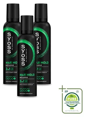 Imagen del producto de 3 unidades de espuma para el cabello Syoss Keratin, 250 ml cada una. Paquete grande