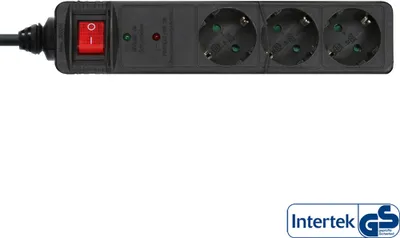 Image de InLine® 16431P Multiprise, 3x contact de protection, avec protection contre les surtensions, interrupteur, 1,5m, noir