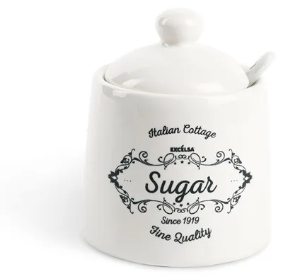 Zuckerstreuer aus Keramik, Weiß, 150 ml, inkl. Löffel