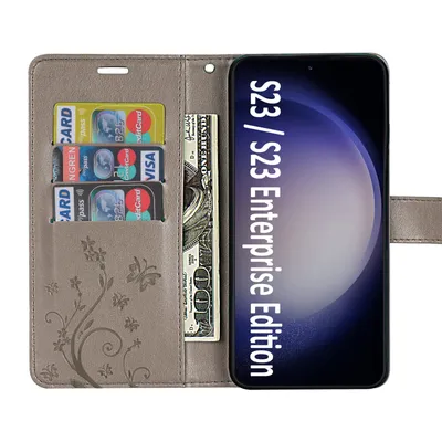 Produktbild von Handy Tasche für Samsung Galaxy S23 Handyhülle Blumen Hülle Etui Wallet Case