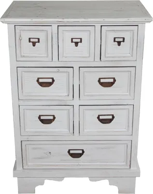 Obrázok produktu pre Komoda Casa Padrino v štýle shabby chic, rustikálna, s 8 zásuvkami, antiková biela, šírka 64 cm, výška 90 cm