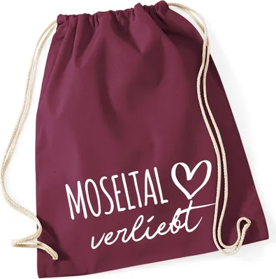 Produktbild von Huuraa Turnbeutel Moseltal verliebt 12 Liter Burgundy Baumwolle Rucksack Geschenkidee