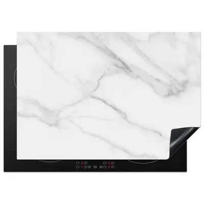 Produktbild von KitchenYeah© Herdabdeckplatte Marmor - Strukturiert - Weiß - Grau - Stein - Marmoroptik , 75x52cm, Küche Deko, Glaskeramikkochfeld Herdabdeckung, Abdeckplatte fùr Kochfeld