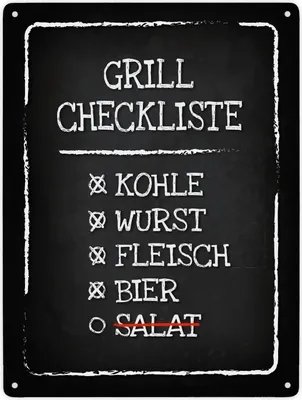 Produktbild von Grill-Checkliste Metallschild XXL Schild Blechschild Aluminiumschild