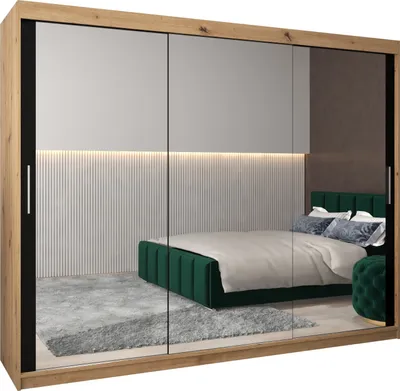 Produktbild von Kleiderschrank, Schiebetürenschrank Schlafzimmer, Schrank mit Spiegel TOKYO 3 250 cm
