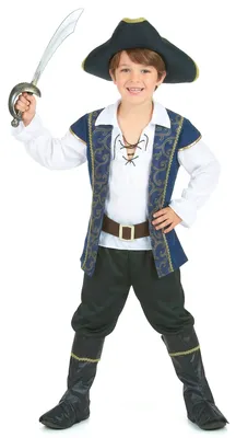 Immagine prodotto di Costume da pirata elegante per bambini blu-oro-bianco - 122/134 (7-9 anni)