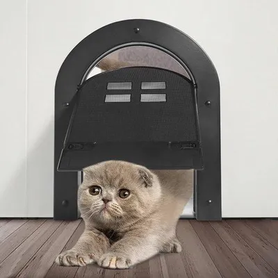 Immagine prodotto di Gattaiola con chiusura a due vie per gatti fino a 9 kg, porta interna nera