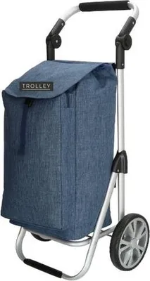 Image de Chariot de courses Thermo Pliable - Poignée basculante - Jeans - Chariot de courses avec compartiment réfrigéré