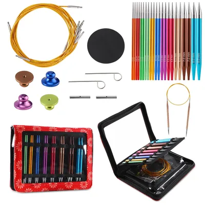 Produktbild von Set mit 11 Paar austauschbaren Rundstricknadeln inklusive Etui und Zubehör für Menschen mit Arthritis, 3,00–8,00 mm