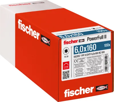 Produktbild von Holzbauschraube PowerFull II 6,0x160 ZK TX VG (100 Stück, Vollgewinde, verzinkt)