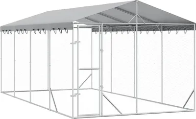 Immagine prodotto di vidaXL Cuccia per cani da esterno con tetto Silver 3x6x2,5m Acciaio zincato